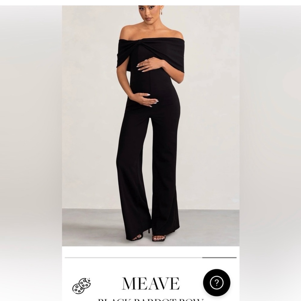 Club L London Elegant Black Off-Shoulder Jumpsuit MATERNITY